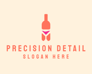 Pink Cocktail Bottle Bar logo design