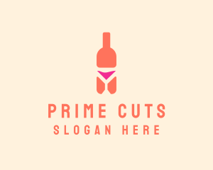 Pink Cocktail Bottle Bar logo design