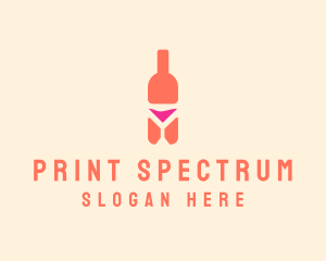 Pink Cocktail Bottle Bar logo design