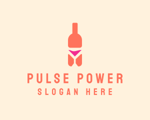 Pink Cocktail Bottle Bar logo design