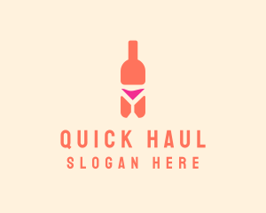 Pink Cocktail Bottle Bar logo design