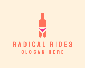 Pink Cocktail Bottle Bar logo design