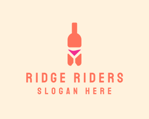 Pink Cocktail Bottle Bar logo design