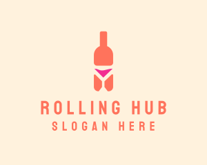 Pink Cocktail Bottle Bar logo design