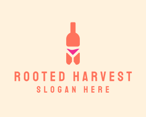 Pink Cocktail Bottle Bar logo design