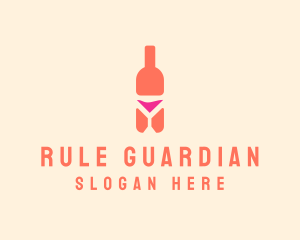 Pink Cocktail Bottle Bar logo design