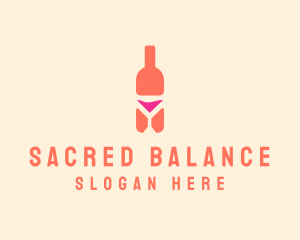 Pink Cocktail Bottle Bar logo design