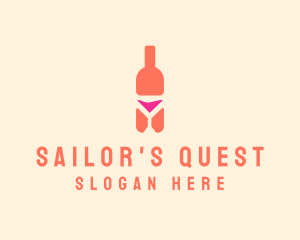 Pink Cocktail Bottle Bar logo design