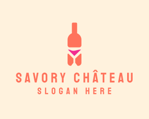 Pink Cocktail Bottle Bar logo design