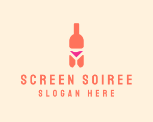 Pink Cocktail Bottle Bar logo design