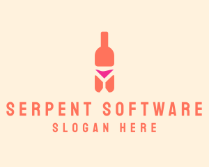 Pink Cocktail Bottle Bar logo design