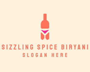 Pink Cocktail Bottle Bar logo design