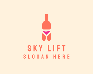 Pink Cocktail Bottle Bar logo design