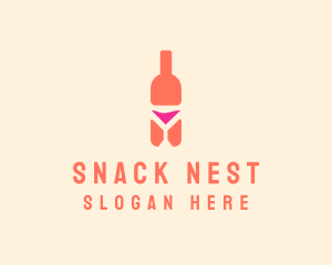 Pink Cocktail Bottle Bar logo design