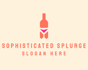 Pink Cocktail Bottle Bar logo design