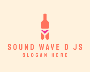 Pink Cocktail Bottle Bar logo design