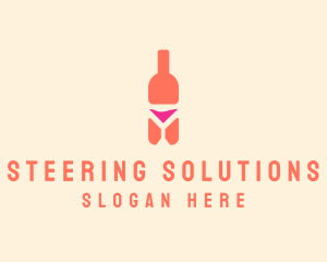 Pink Cocktail Bottle Bar logo design