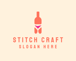 Pink Cocktail Bottle Bar logo design