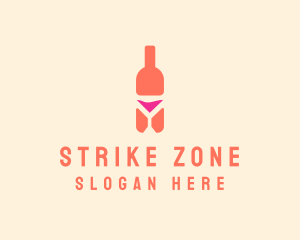 Pink Cocktail Bottle Bar logo design