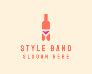 Pink Cocktail Bottle Bar logo design