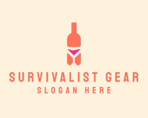 Pink Cocktail Bottle Bar logo design