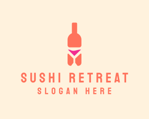 Pink Cocktail Bottle Bar logo design