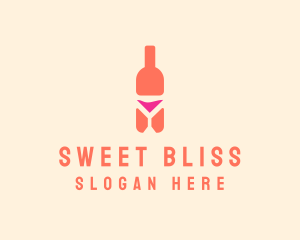 Pink Cocktail Bottle Bar logo design