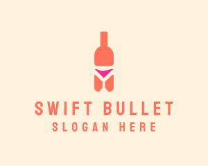 Pink Cocktail Bottle Bar logo design