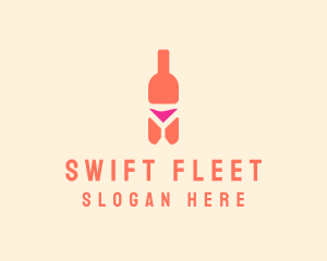 Pink Cocktail Bottle Bar logo design