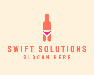 Pink Cocktail Bottle Bar logo design