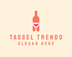 Pink Cocktail Bottle Bar logo design