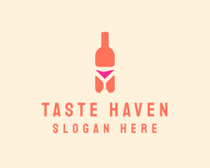 Pink Cocktail Bottle Bar logo design