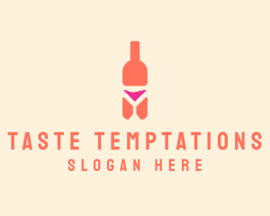 Pink Cocktail Bottle Bar logo design