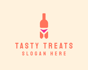 Pink Cocktail Bottle Bar logo design