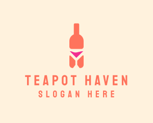 Pink Cocktail Bottle Bar logo design