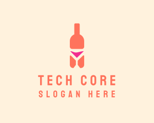 Pink Cocktail Bottle Bar logo design