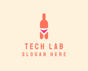 Pink Cocktail Bottle Bar logo design