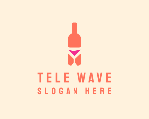 Pink Cocktail Bottle Bar logo design