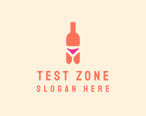 Pink Cocktail Bottle Bar logo design