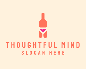 Pink Cocktail Bottle Bar logo design