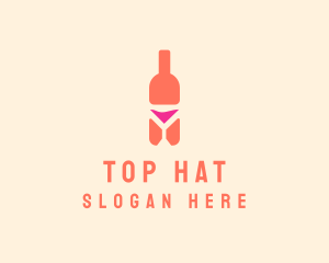 Pink Cocktail Bottle Bar logo design