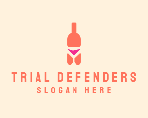 Pink Cocktail Bottle Bar logo design