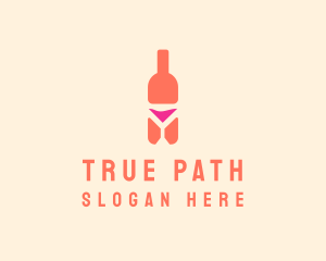 Pink Cocktail Bottle Bar logo design