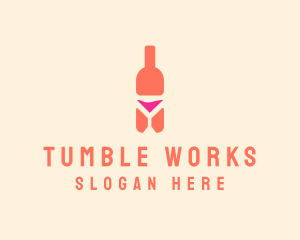 Pink Cocktail Bottle Bar logo design