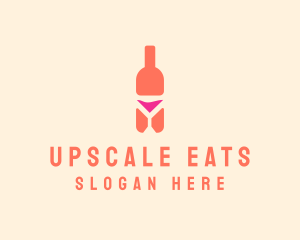 Pink Cocktail Bottle Bar logo design