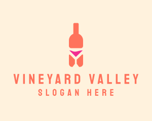 Pink Cocktail Bottle Bar logo design