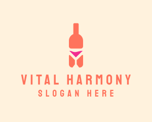 Pink Cocktail Bottle Bar logo design