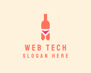 Pink Cocktail Bottle Bar logo design