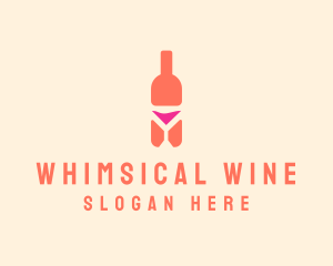 Pink Cocktail Bottle Bar logo design