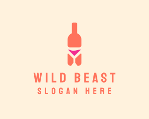 Pink Cocktail Bottle Bar logo design